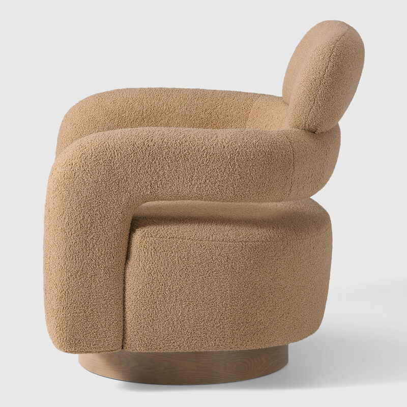 WestinTrends Mid-Century Modern Sherpa Swivel Barrel Accent Chair