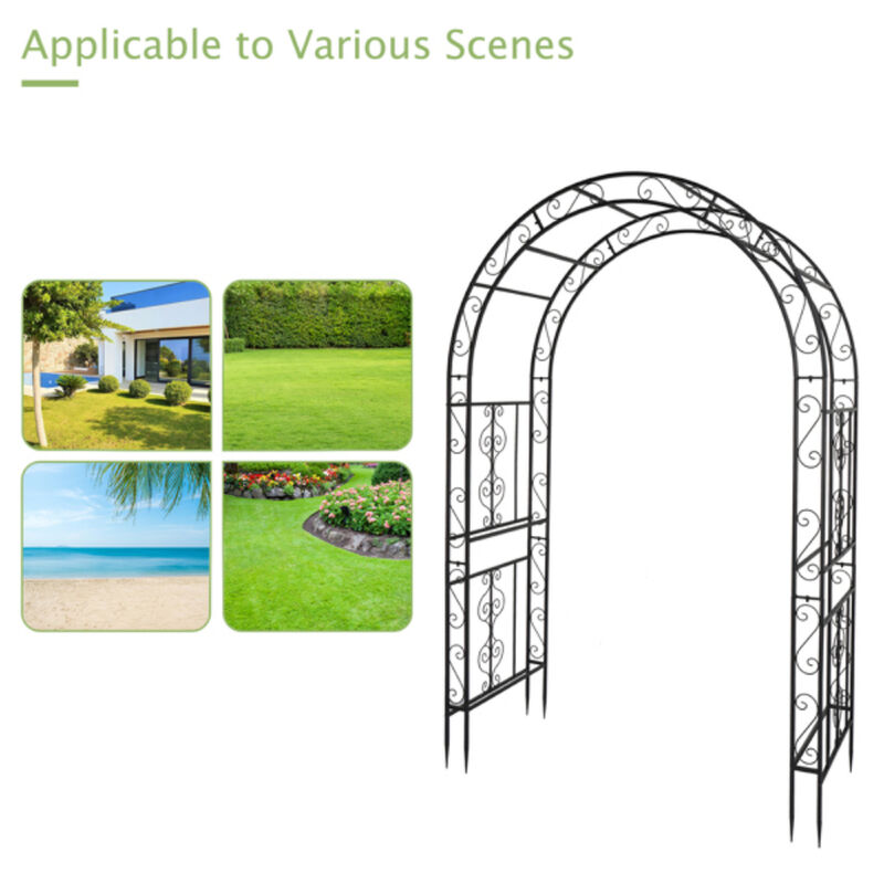 Iron Art Double Layer Arch, Arc Top Iron Arch for Garden, Patio, or Event Decor