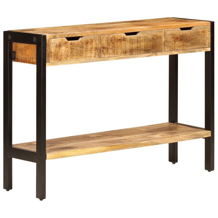 vidaXL Console with 3 Drawers 43.3"x13.8"x29.5" Solid Mango Wood