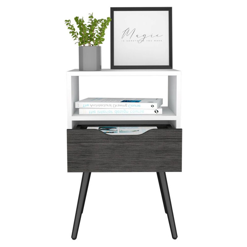 Nightstand Fugaz, Bedroom, Smoky Oak / White