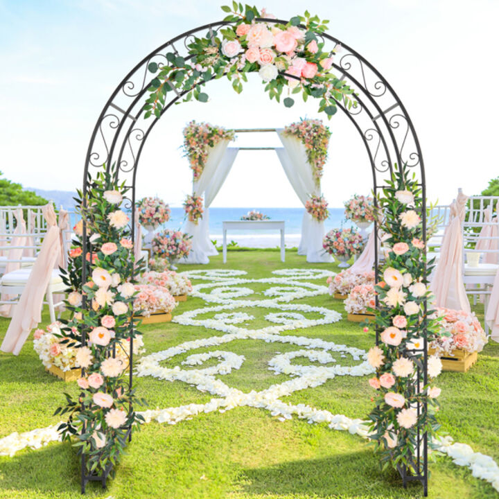 Iron Art Double Layer Arch, Arc Top Iron Arch for Garden, Patio, or Event Decor