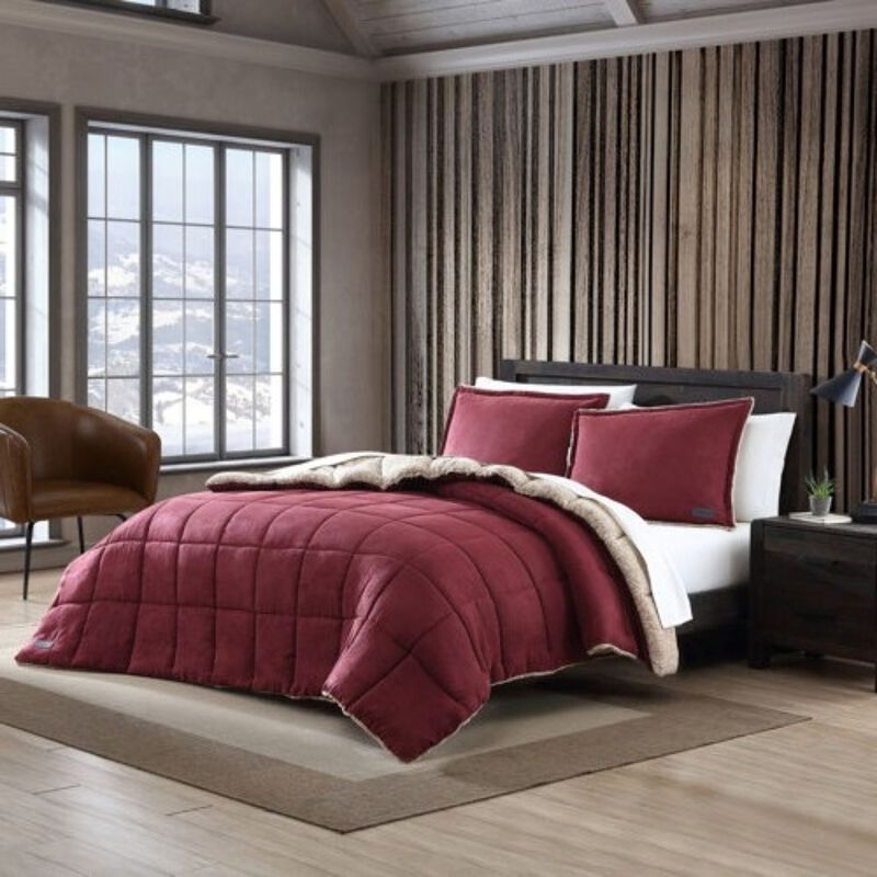 Hivvago Plush Sherpa Reversible Micro Suede Comforter Set