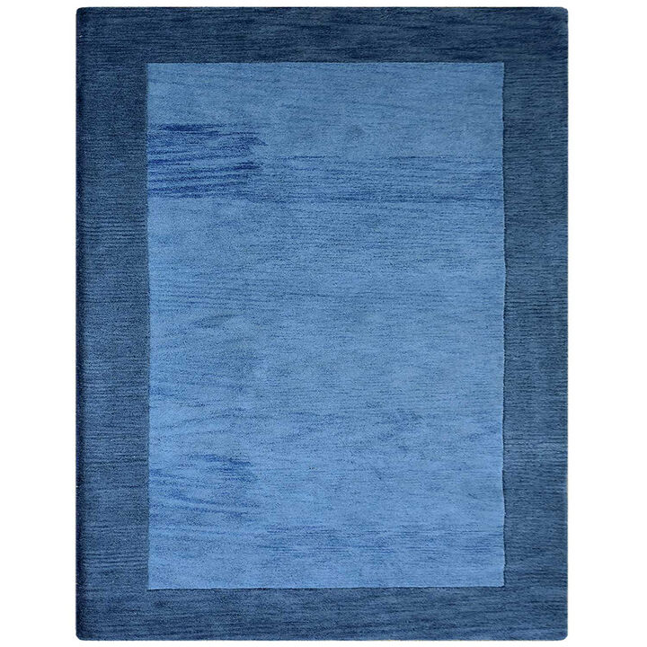 RUGSOTIC CARPETS HAND TUFTED WOOL ECO-FRIENDLY AREA RUGS  - 8'x11', Rectangle Shape, Blue, Contemporary Modern Design, High Pile Thick Handmade Area Rugs for Living Room, Bed Room (K00201)