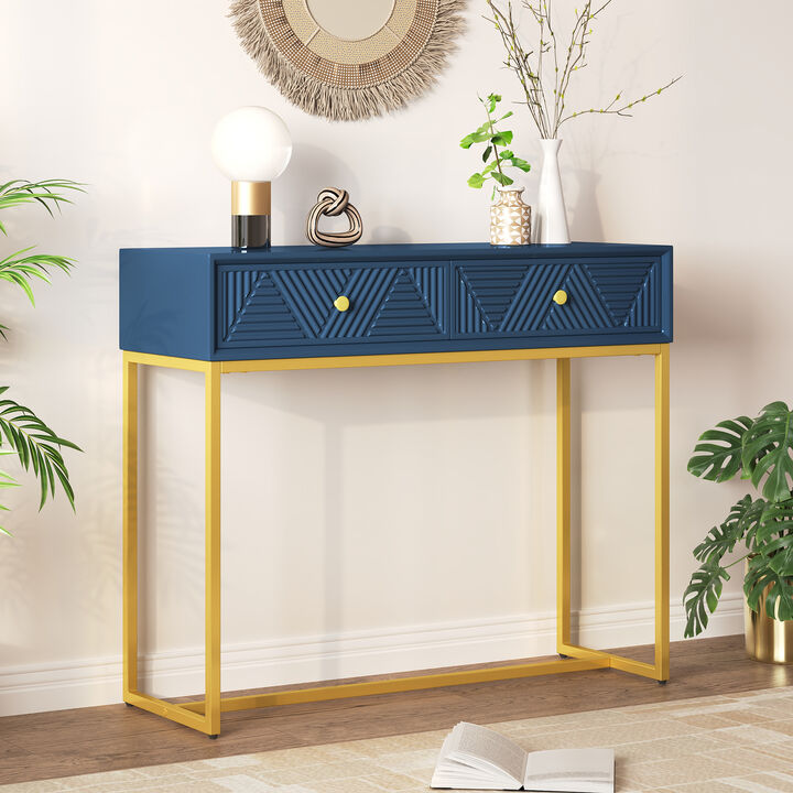 Merax Modern Sleek Console Table with 2 Drawers