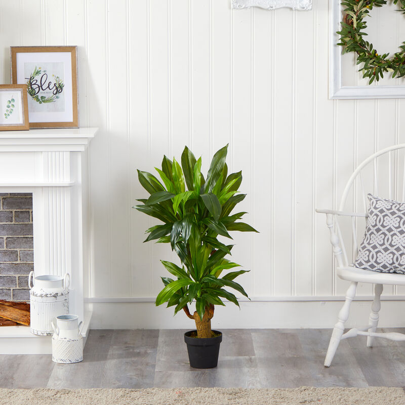 Hivvago 3' Corn Stalk Dracaena Artificial Plant (Real Touch)