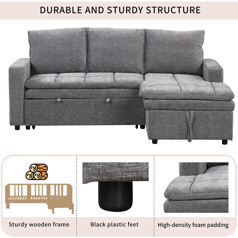 Merax Polyester Sectional Sofa Bed with Storage Space