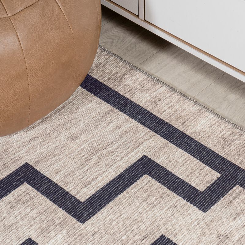 Ashkii Minimalist Medallion Machine Washable Area Rug