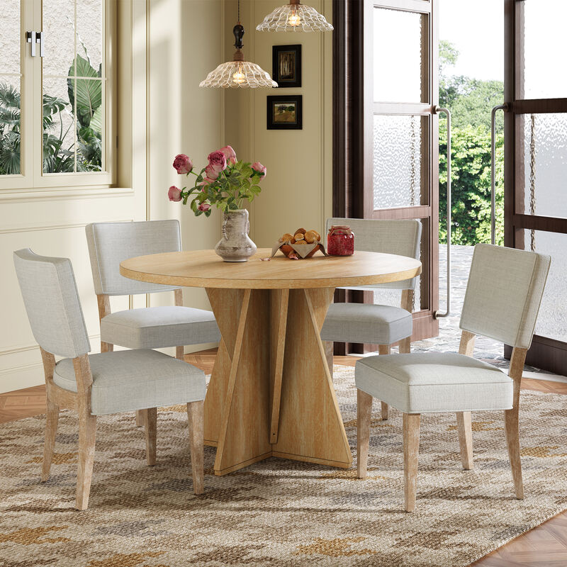 Merax Retro 5-Piece Round Dining Table Chairs Set