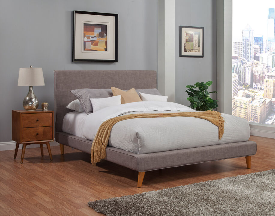 Britney California King Upholstered Platform Bed, Dark Grey