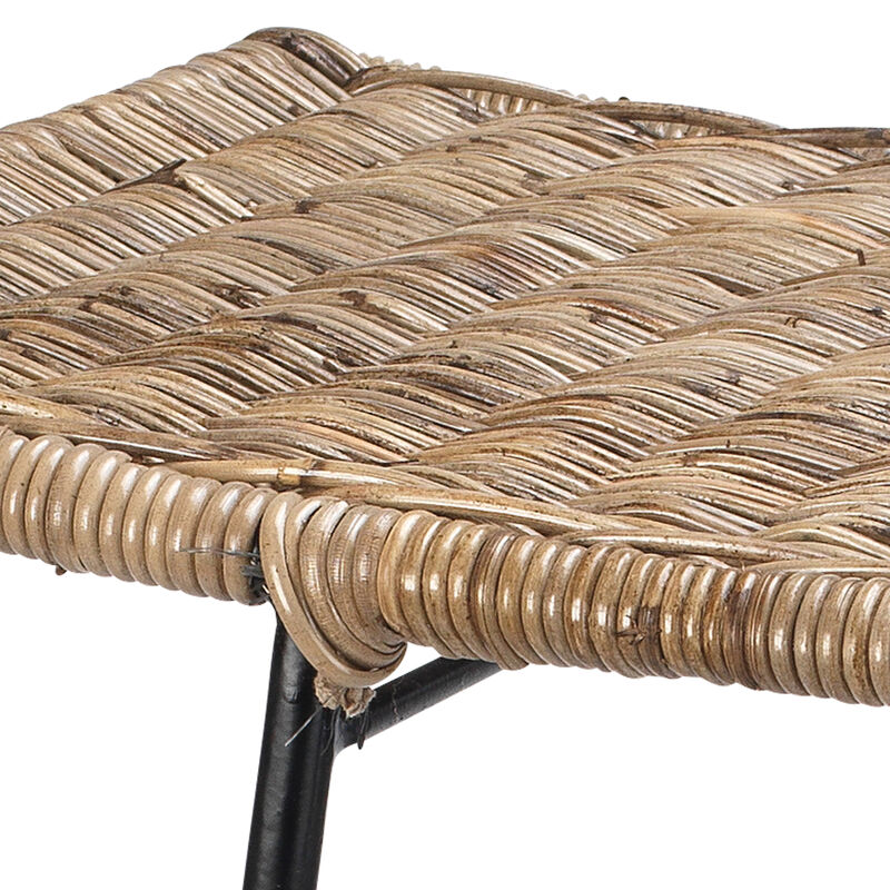 Wing Counter Stool in Natural Rattan & Black Steel