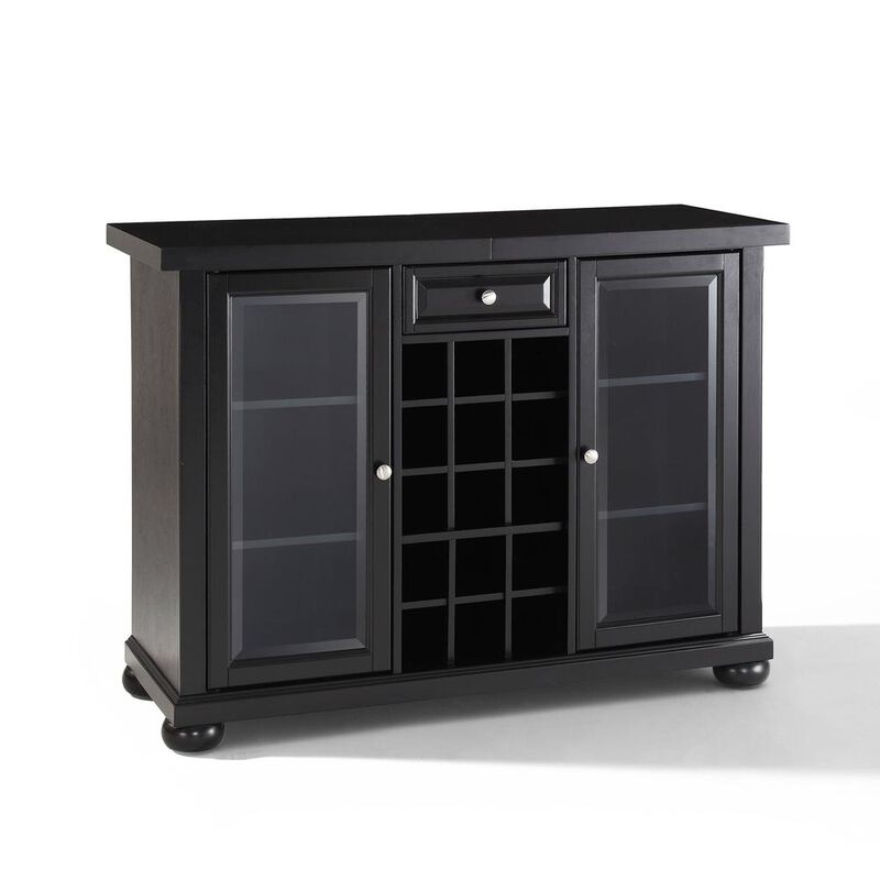 Crosley Furniture Alexandria Sliding Top Bar Cabinet Black