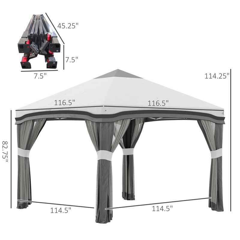 Gray Patio Canopy: 10x10 Pop Up Tent with Netting & Accessories