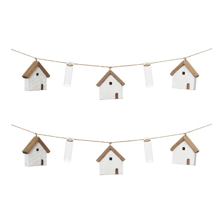 House and Vase Garland for Charming Home Décor and Seasonal Decoration (Set of 2)