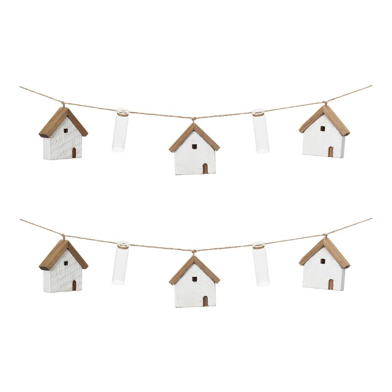House and Vase Garland for Charming Home Décor and Seasonal Decoration (Set of 2)
