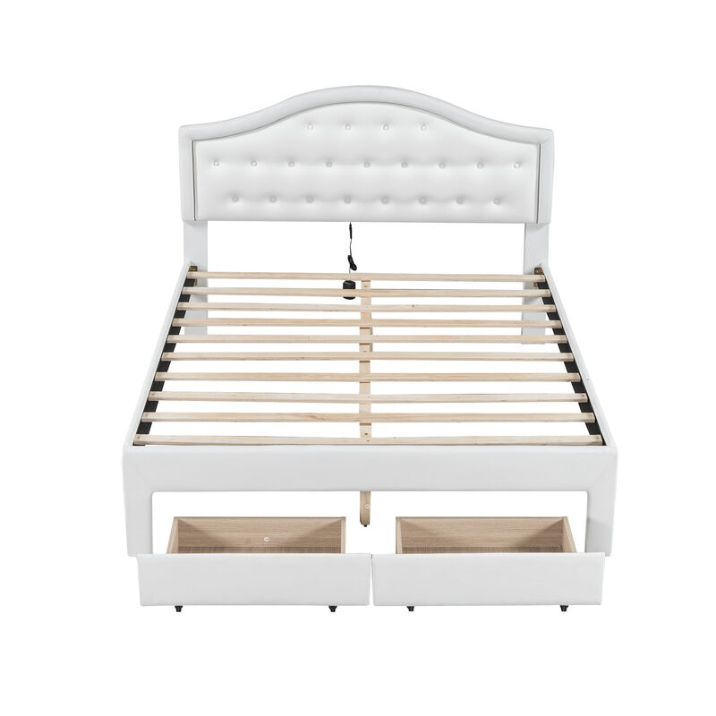Merax PU Upholstered Platform Bed  with 2 Drawers