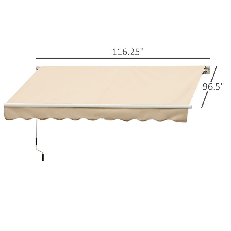 Beige Sun Shield: 10'x8' Manual Retractable UV-Protective Patio Awning