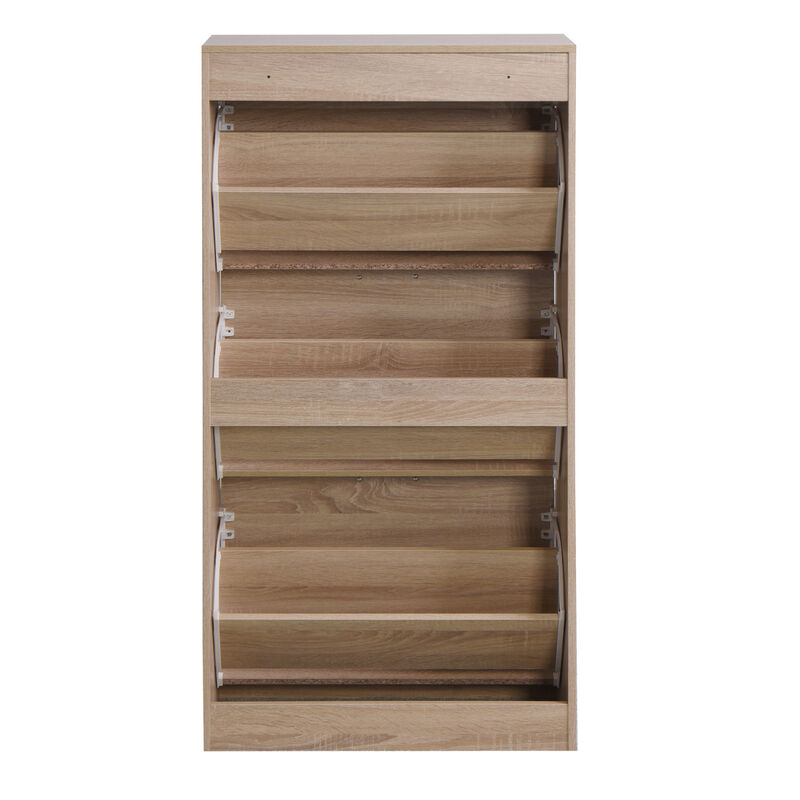 3-Drawer Shoe Storage Cabinet, 3-Tier Wood Shoe Rack Storage Organizer For Entryway