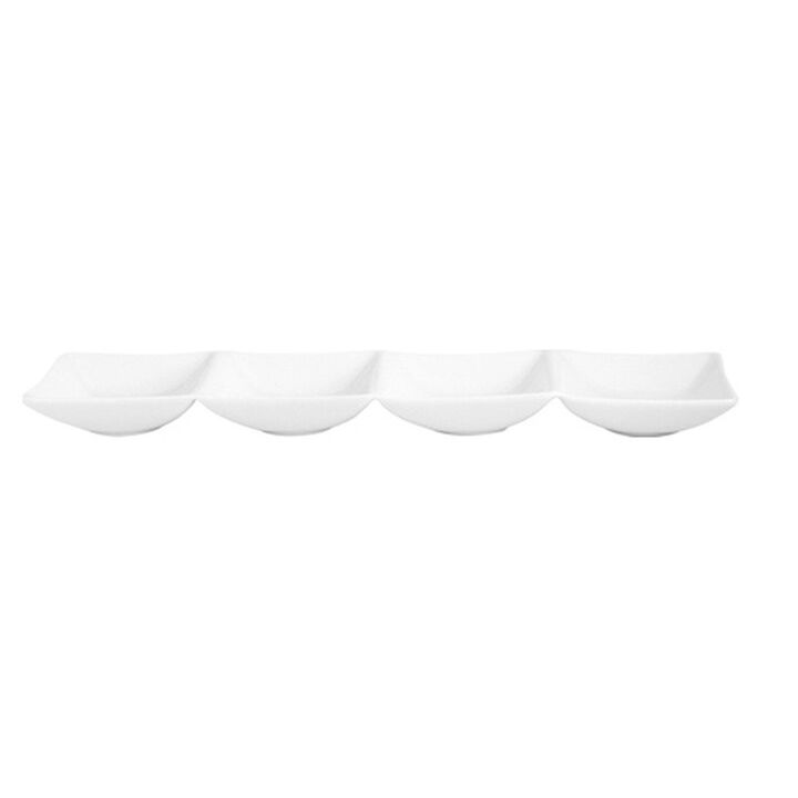 Porcelain Hong Kong 13.25" x 3.25" Rectangular White Porcelain Sectional Plate