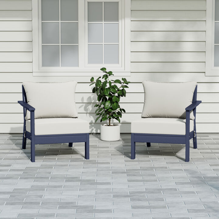 WestinTrends Outdoor Patio HDPE Loveseat Sofa with Patio Cushions
