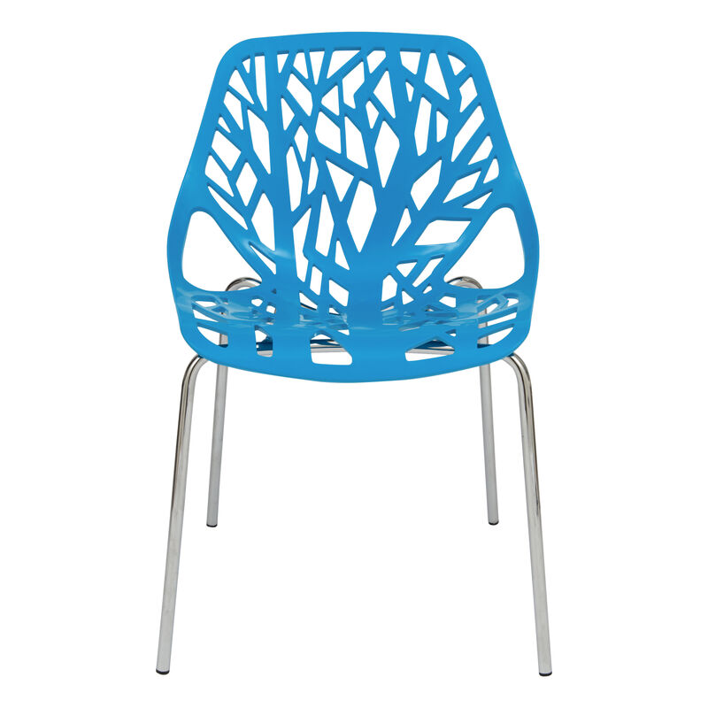 LeisureMod Asbury Dining Stackable Chair in Polypropylene Seat and Chrome Legs Set of 2