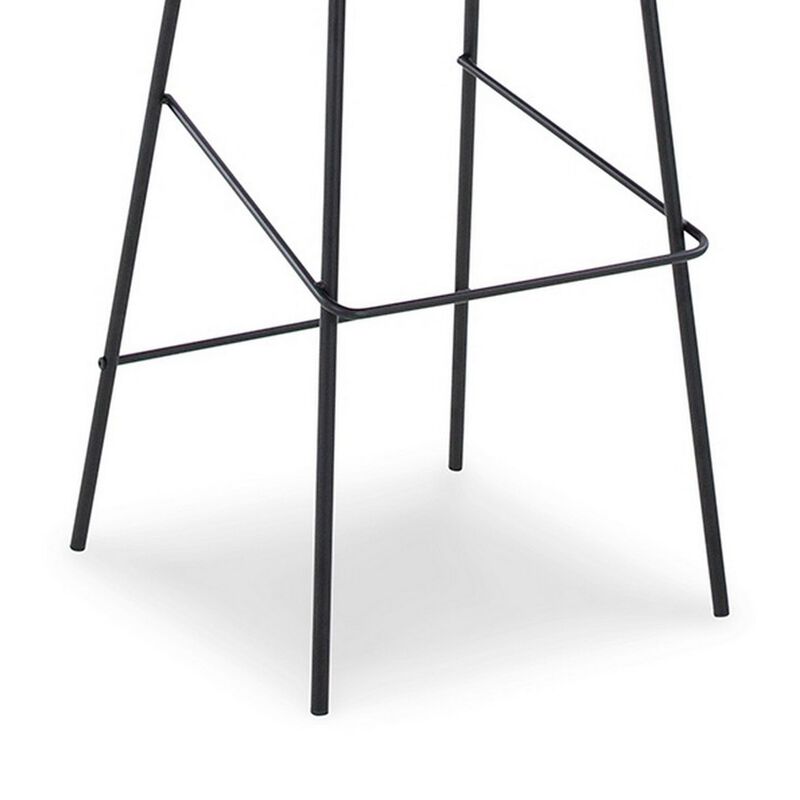 Mira 30 Inch Barstool, Set of 2, Curved Bucket Seat, Black Metal Frame-Benzara
