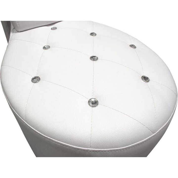 Best Master Furniture Best Master High Heel Faux Leather Crystal Studs Shoe Chair in White