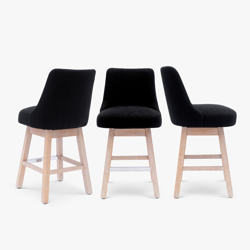 WestinTrends 26" Upholstered Swivel Counter Height Bar Stools (Set of 3)