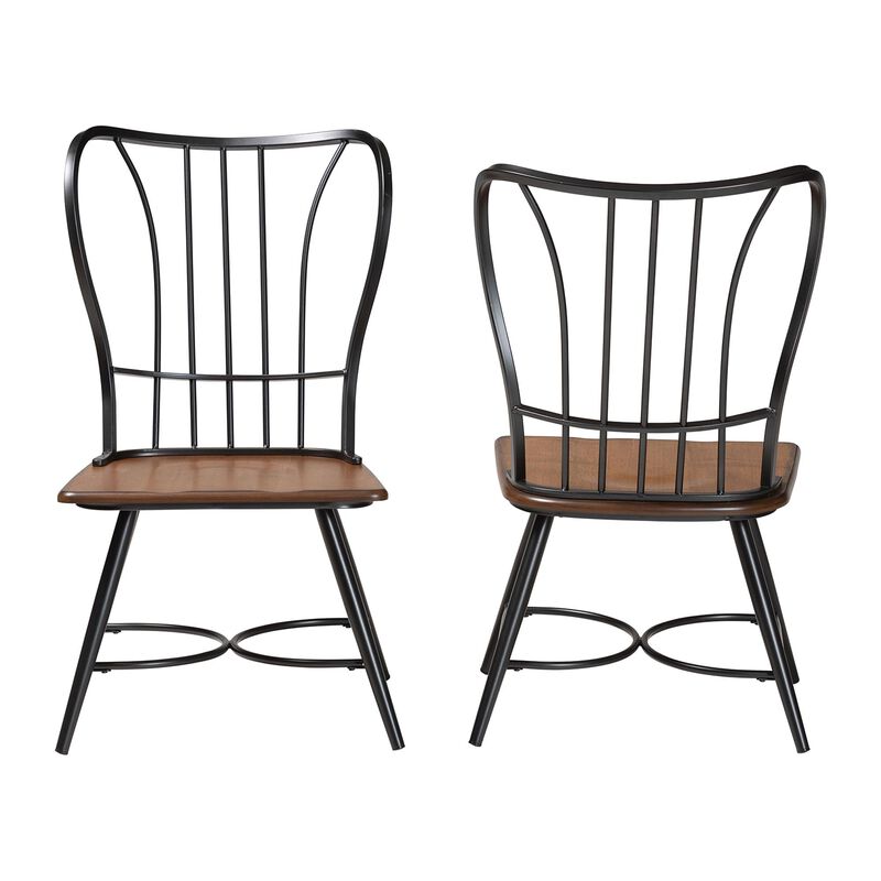 Baxton Studio Longford "Dark Walnut" Wood and Black Metal Vintage Industrial Dining Chair