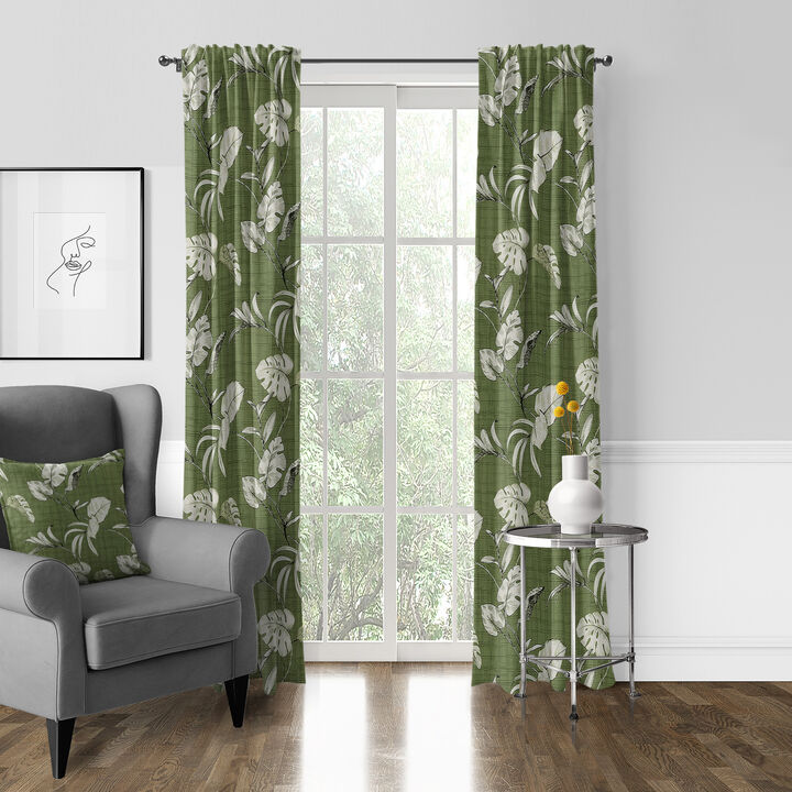 6ix Tailors Fine Linens Tropez Green Pole Top Drapery Panel Pair
