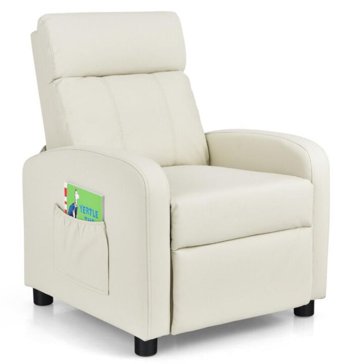 Hivvago Ergonomic PU Leather Kids Recliner Lounge Sofa for 3-12 Age Group