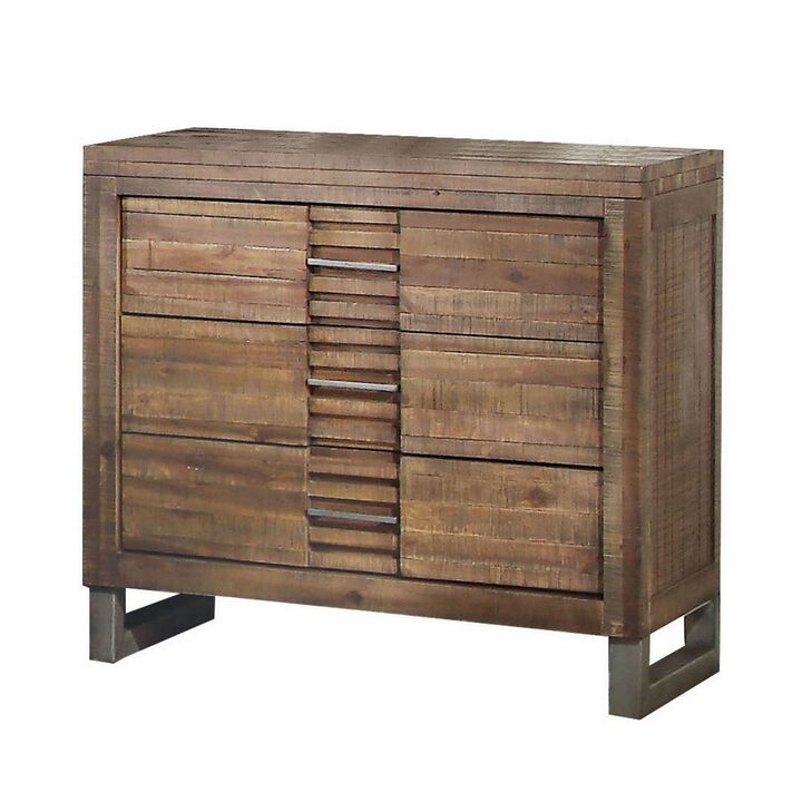 Modern Style 3 Drawers Wood Nightstand By Andria, Brown-Benzara