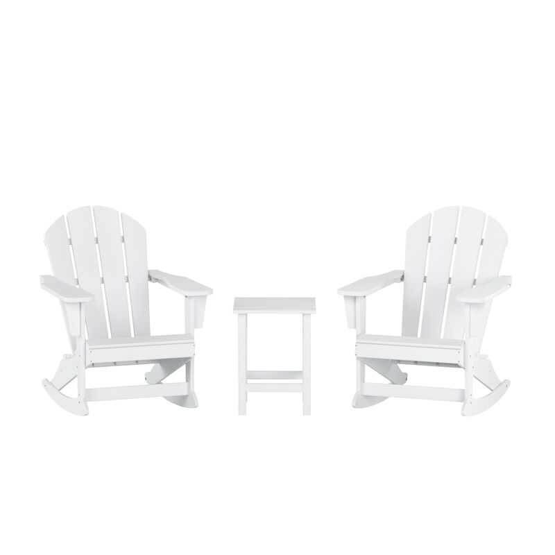 WestinTrends 3-Piece Outdoor Patio Rocking Adirondack Chairs with Side Table Set