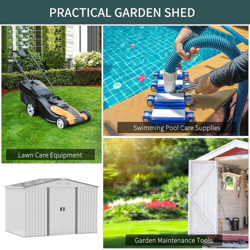 Silver Garden Storage: 9'x6' Metal Shed with Sliding Doors