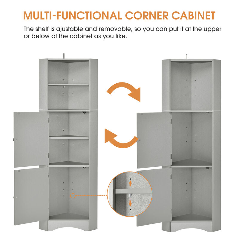 Merax Freestanding Bathroom Storage Cabinet with Doors
