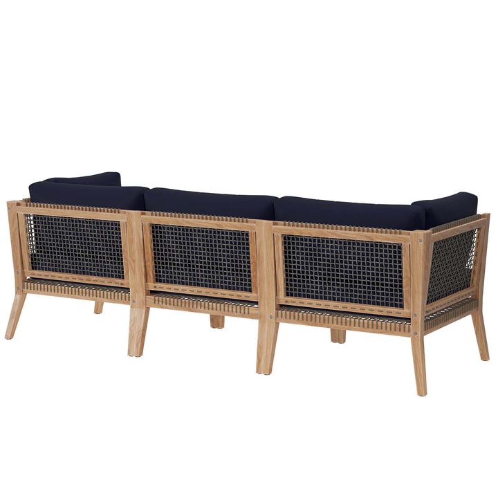 Modway - Clearwater Outdoor Patio Teak Wood Sofa