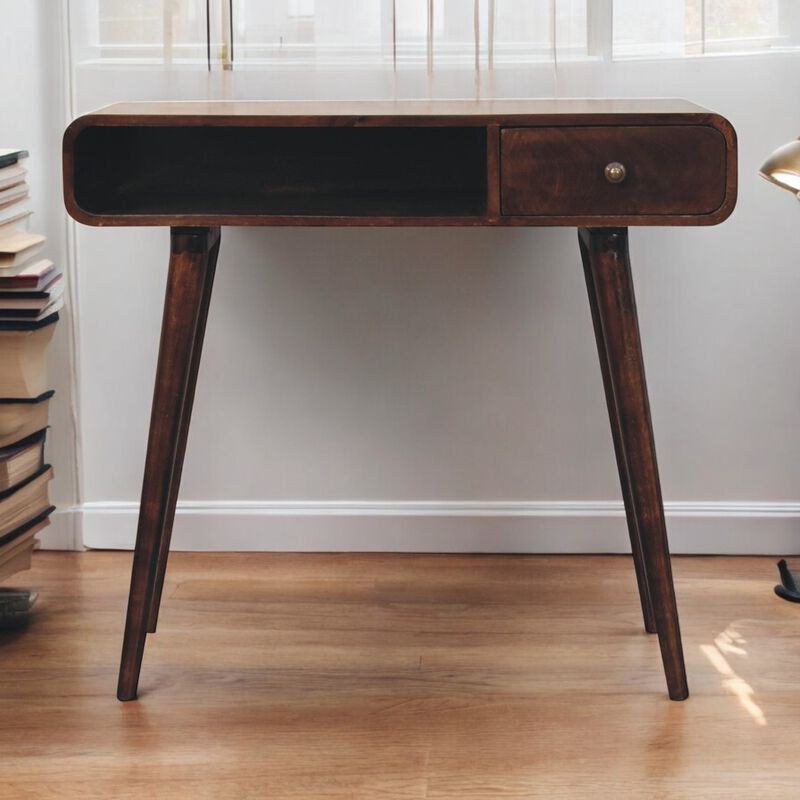 Artisan Furniture Solid Wood Curved California Walnut Writing Desk