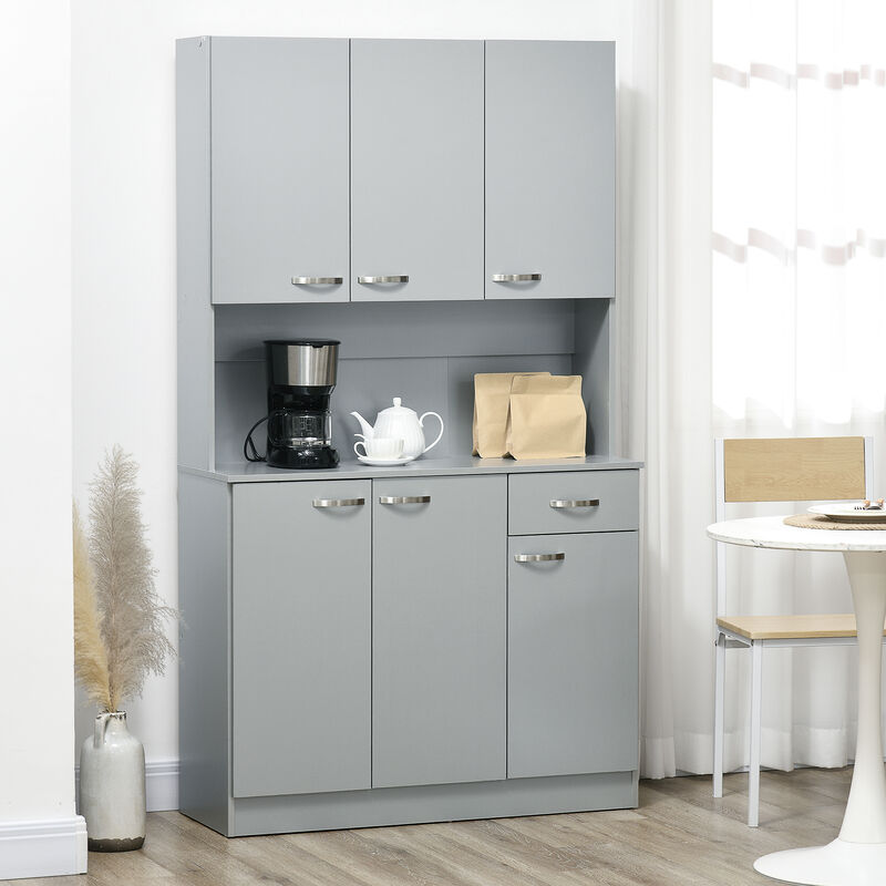 Free Standing Kitchen Cabinet Cupboard w/ Adjustable Shelving & Modern Design