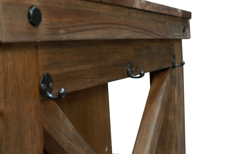 Belen Kox Rustic Mahogany Kitchen Island with Locking Casters, Belen Kox