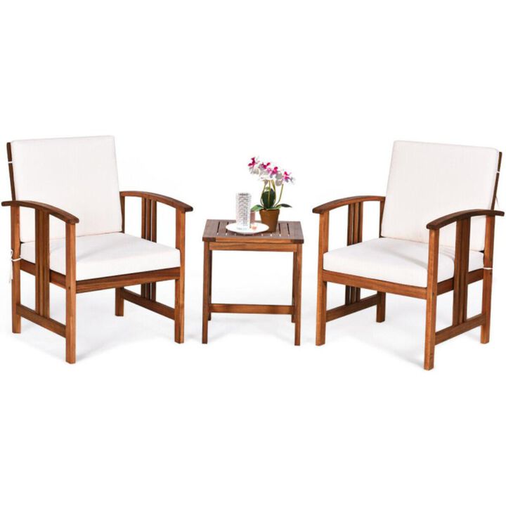 Hivvago 3 Pieces Solid Wood Outdoor Patio Sofa Furniture Set