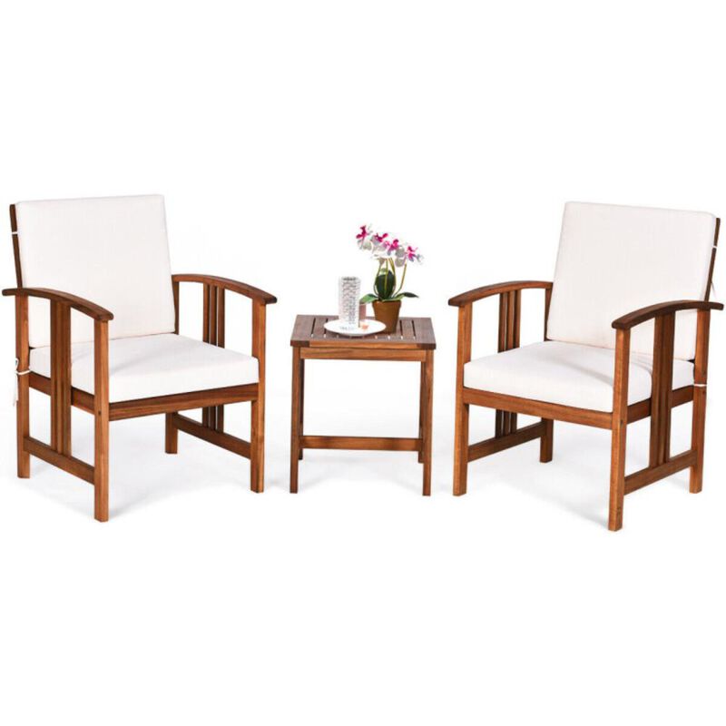 Hivvago 3 Pieces Solid Wood Outdoor Patio Sofa Furniture Set
