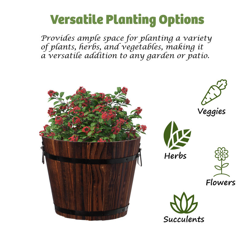 Wooden Whiskey Barrel Planters, Small