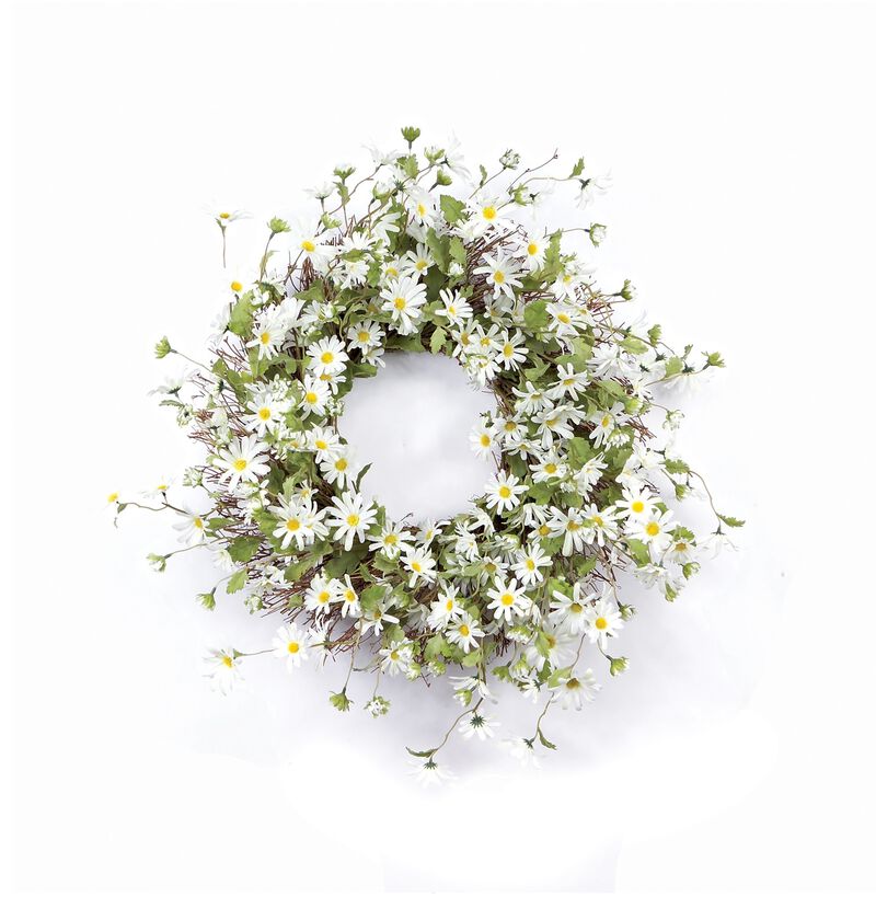 White Daisy Spring Floral Wreath  23-Inch