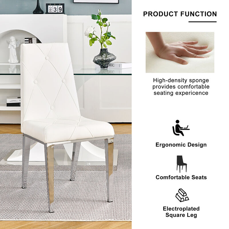 Luxury White Dining Chair Set of 2