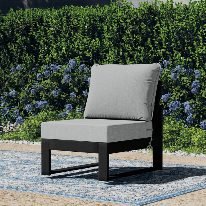 WestinTrends Outdoor HDPE Sectional Armless Chair with Water-Proof Patio Cushions