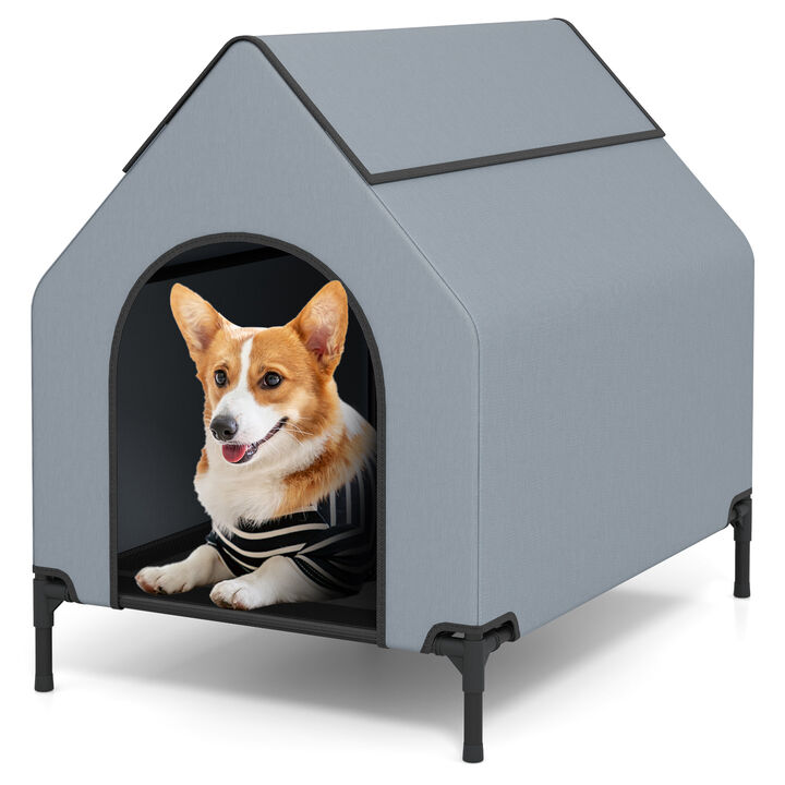 Outdoor Elevated Pet House with Ventilated Windows for Better Airflow