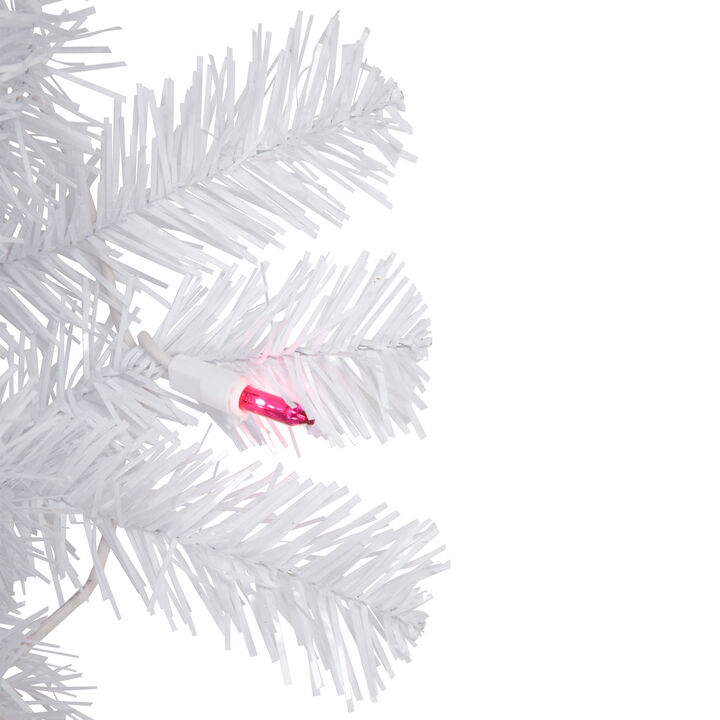 6.5' Pre-Lit Woodbury White Pine Pencil Artificial Christmas Tree  Pink Lights