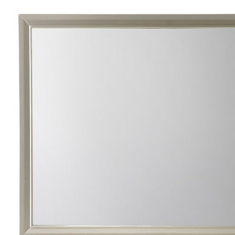 Rectangular Wood Encased Dresser Top Mirror, Champagne Silver-Benzara