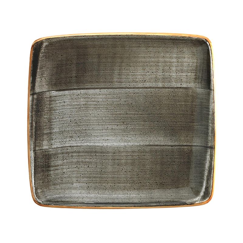 Space 10.5" x 10" Square Grey Porcelain Plate