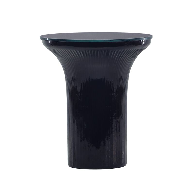 Cassandra Midnight Blue Glass Flared Side Table