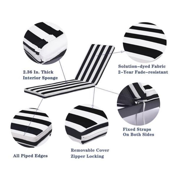 2-Piece Outdoor Lounge Chair Cushion Set Patio Furniture Seat Replacement for Garden & Poolside